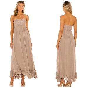 Free People Strapless Maxi Dress in Taupe